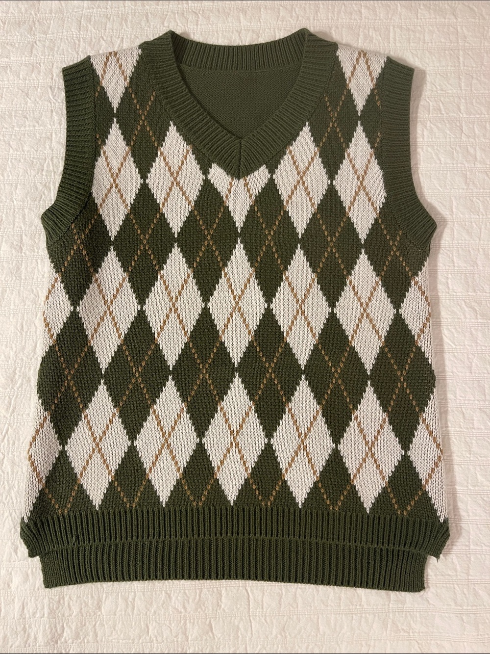 Preppy argyle‎ diamond knit sweater vest womens sleeveless layer tennis prep y2k